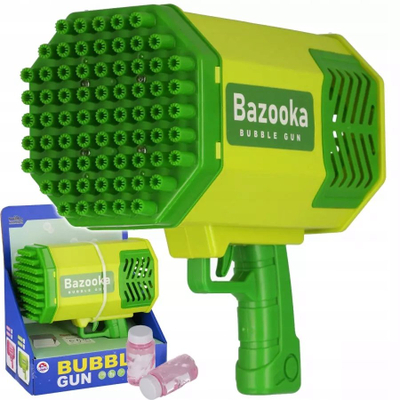 Lodër pistoletë me flluska Bazooka Bubble Gun, elektrike, me bateri që rikarikohet, jeshile
