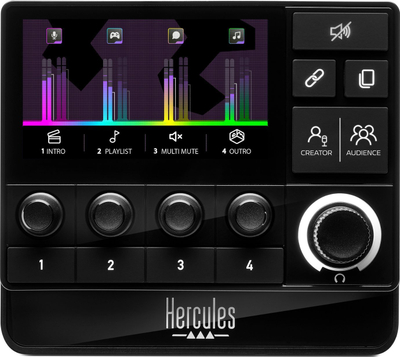Kontrollues audio Thrustmaster Stream 200 XLR, kartë zanore e integruar, ekran LCD, i zi