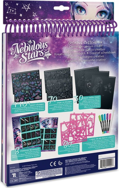 Set vizatimi Nebulous Stars Nicolas, fletore kreative, faqe të zeza, shumëngjyrësh