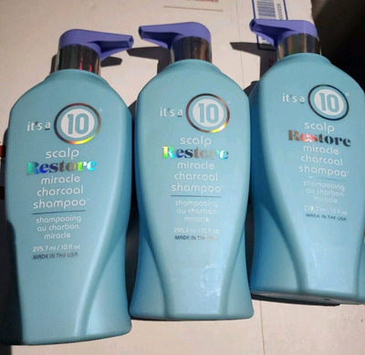 Shampo për flokë It's a 10 Scalp Restore Miracle Charcoal, heq yndyrën dhe mbetjet, 295ml