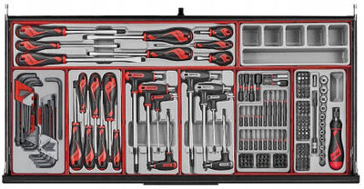 Karrocë veglash Teng Tools TKW37B1008T PRO35TM, set 1008 pjesë, 8 sirtarë, e zezë