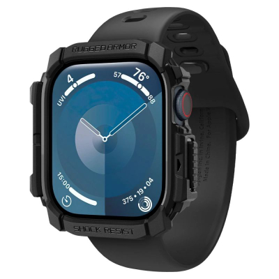 Këllëf ore Spigen Rugged Armor për Apple Watch 10 46mm, mbrojtës, i zi mat