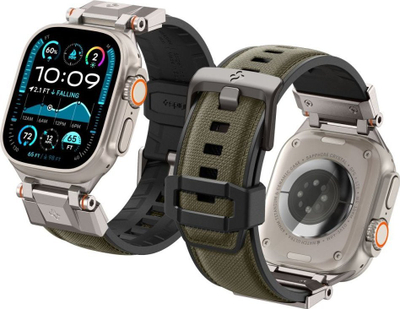 Рака лента Spigen DuraPro Armor за Apple Watch 49mm 46mm 45mm 44mm, метал најлон TPU, зелена војничка