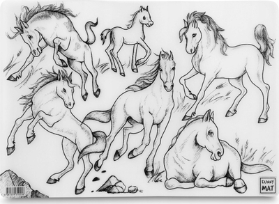 Dyshek vizatimi Funny Mat Horses, i ripërdorshëm, për ngjyrosje, shumëngjyrësh