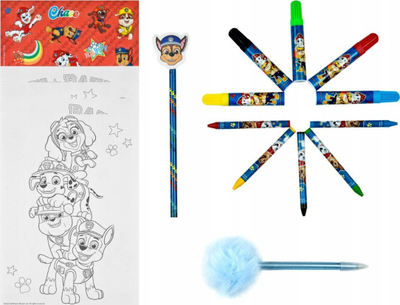 Çantë shpine Paw Patrol Filled Backpack, set me ngjyra dhe bllok shënimesh, për fëmijë, shumëngjyrëshe