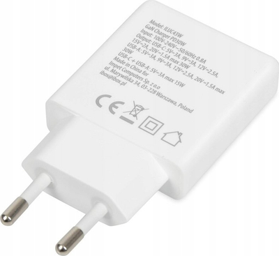 Karikues mur IBOX C-43 Slim GaN PD, 30W, USB-C, i bardhë