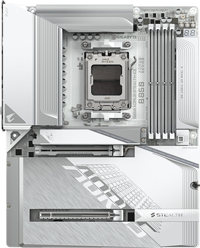 Pllakë amë Gigabyte B850 AORUS Stealth Ice, për AMD Ryzen 9000, DDR5 deri 8200MHz, e bardhë