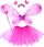 Kostum zanë me krahë Little Fairy Butterfly ZA4805, me drita LED, për goca, rozë
