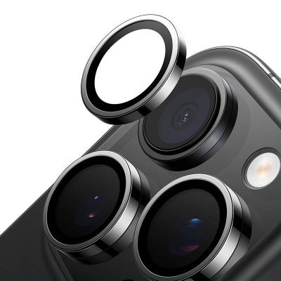Mbrojtës kamere Torras Lensguard për iPhone 16 Pro, xham 0.25mm, shumërezistent, i zi