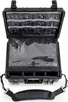 Kuti emergjente B&W Outdoor Case Type 6000, ndarje të rregullueshme, rezistente ndaj ujit, e zezë
