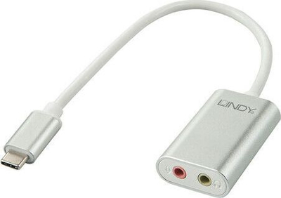 Përshtatës audio Lindy USB Type C (42711), gri