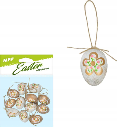 Dekor vezësh Pashke MFP Easter Decoration, plastikë 4cm, set me 12 kokrra, me lule të arta