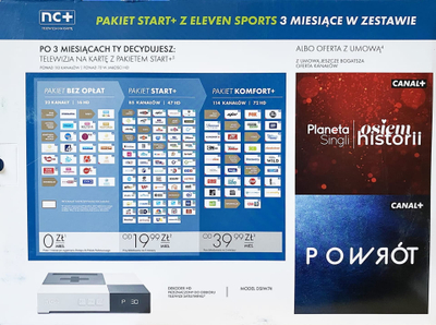 Dekoder satelitor Nc+ Prepaid Start+, HD, 3 muj Eleven Sports, i zi