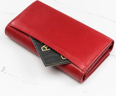 Portofol gocash Rovicky Lumar, lëkurë natyrale, RFID, i kuq