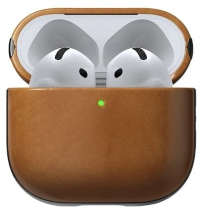 Këllëf lëkure Nomad Modern, për AirPods 4, English Tan, kafe
