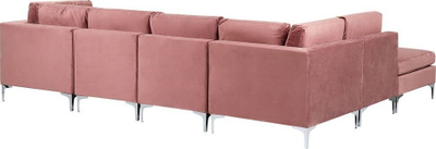Kënd divani EVJA Velvet, 5 vende, me ottoman, rozë