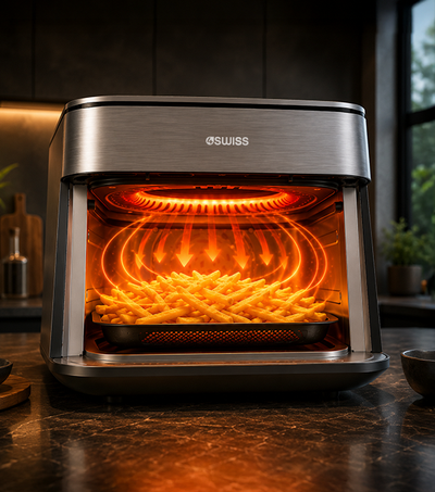 Fritezë ajri 4Swiss ABB-G24 Pure Glass, 1700W, pa vaj, e zezë