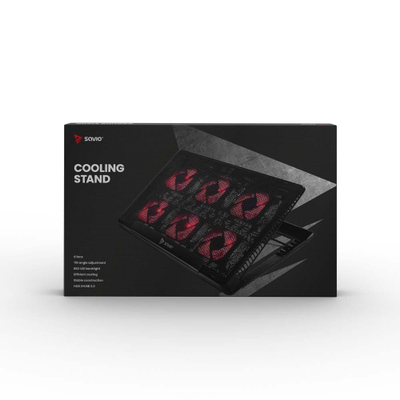 Bazë ftohëse për laptop Savio COS-01, 17.3", 6 ventilatorë LED, e zezë