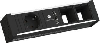 Panel lidhës tavoline Bachmann Venid 936.003, 1 prizë, 2 module që i bën si do vetë, karikues USB me dy porta