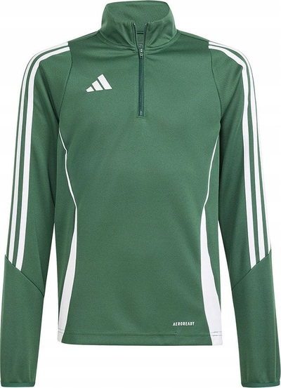 Bluzë sportive për kalamaj Adidas Tiro 24 Training Top Jr IR9362, Aeroready, me zinxhir gjysmë, e zezë