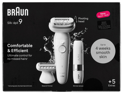Epilator Braun Silk-épil 9 9341, për trup dhe këmbë, i bardhë