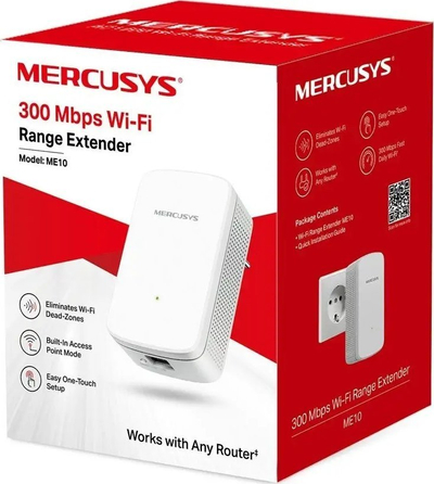 Zgjerues WiFi Mercusys ME10, 300 Mbps, me WPS, i bardhë