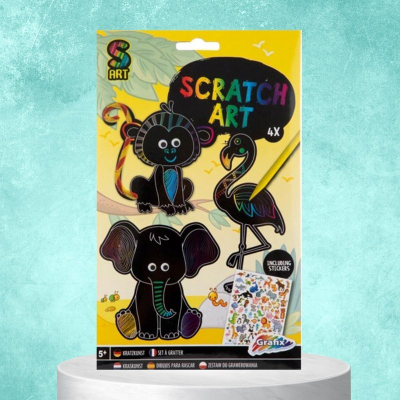 Set vizatimi Scratch Art Grafix Animals, 4 fletë, shumëngjyrësh