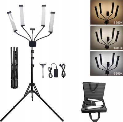 Lampë LED kozmetike MichaelMarinelli M65, 4 koka të lëvizshme, 65W, e zezë