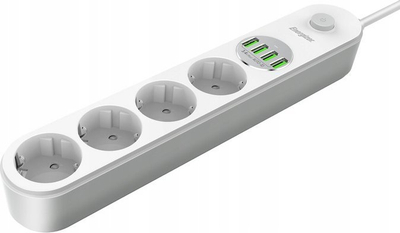 Разводник Energizer EPB2500W00EU, 3x AC 6x USB A, 2500W, кабел 2 m, бела