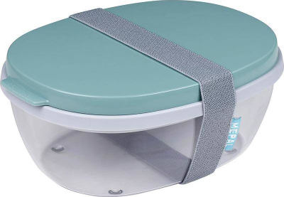 Kuti sallate Mepal Duo Salad Box Ellipse, me ndarje, Nordic Green