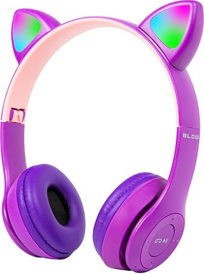 Bluetooth слушалки 32-827, BT 5.0, LED, со уши на маче, виолетови