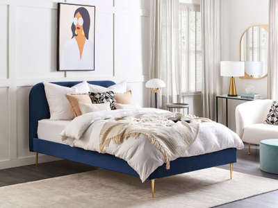 Shtrat dopio Beliani Flayat, 140 x 200 cm, kadife, blu navy
