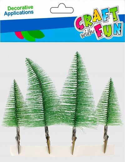 Ornamente dekorative pemë Krishtlindjesh Craft with Fun, 8.5 cm, 6.5 cm, set 4 copë