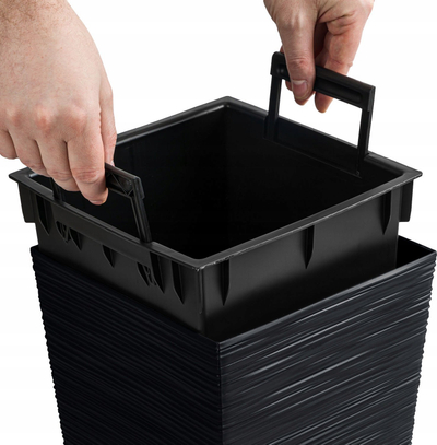 Саксија со резервоар за вода Колекција ФУРУ Conforama, 7.5L, 24 x 24 x 45 cm, антрацит