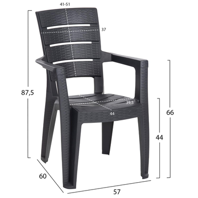 Karrige Derya polipropileni 56,5x55x87Hcm (HM6144.01)