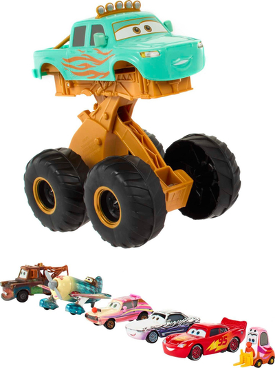 Lodër kamion monster Mattel Disney Pixar Cars Ivy, Circus Stunt, për kalamaj 3+, ngjyrë turkeze