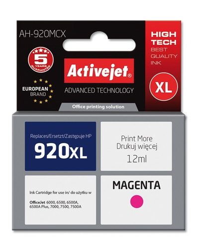 Ngjyrë për printer Activejet AH-920MCX (zëvendësim për HP 920XL CD973AE), 12 ml, vjollcë