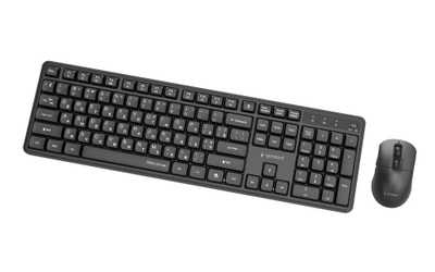 Set tastiere dhe miu wireless Gembird KBS WMS 01 CYRL, me shkronja cirilike, silent key, i zi