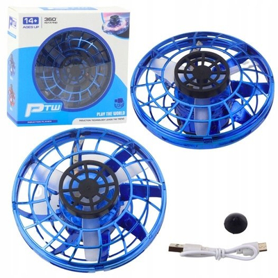 Lodër fluturuese UFO PTW, LED, rimbushje USB, blu