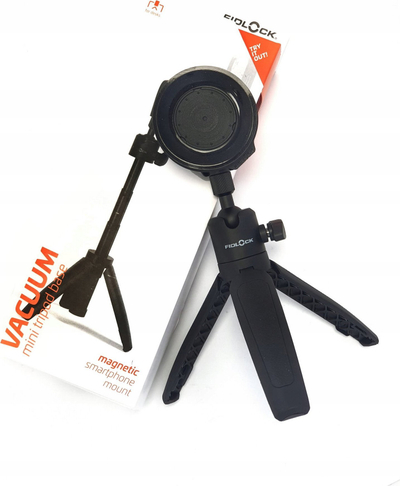 Tripod i vogël me selfie stick Fidlock VACUUM Mini Tripod Base, krah teleskopik, i zi