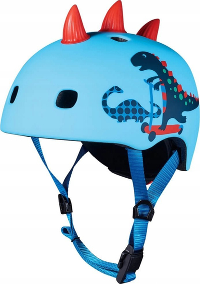 Helmetë për kalamaj Micro 3D Scootersaurus, in-mould, me brirë dinosauri, blu