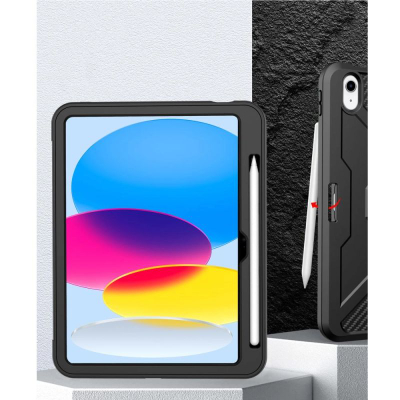 Mbrojtëse tablet Tech-Protect Endurance për iPad 10.9" 2022 dhe 11" 2025, me vend për stilolaps, me këmbë mbështetëse, e zezë