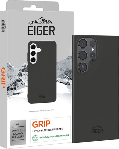 Këllëf telefoni Eiger Grip për Samsung Galaxy S24 Ultra, TPU fleksibël, i zi