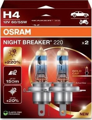 Llamba auto OSRAM NIGHT BREAKER 220 H4, 12V, 60/55W, paketim 2 copë