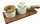 Set enë sheqeri dhe qumështi Kassel 93559, porcelan dhe dru akacie, me lugë