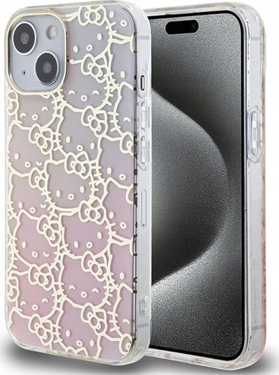Maskë telefoni Hello Kitty për iPhone 15, dizajn gradient, rozë