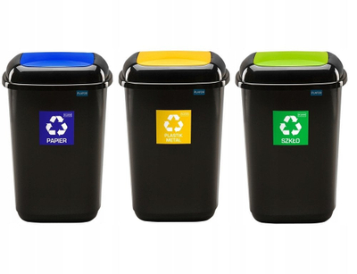Kosh plastike për plehra me ndarje, 12L, me ngjyra