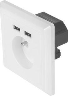 Prizë murale Lanberg AC-WS01-USB2-E, 1x 220V, 2x USB 2.1A, e bardhë