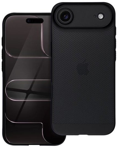 Kapak mbrojtës OEM BREEZY për iPhone 17 Air iPhone 17 Pro, plastikë fleksibël, dizajn i perforuar, i zi