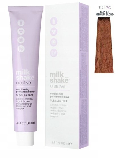 Bojë flokësh Milk Shake Creative 7.47C, pa SLS SLES, 100ml, bionde bakër mesatare